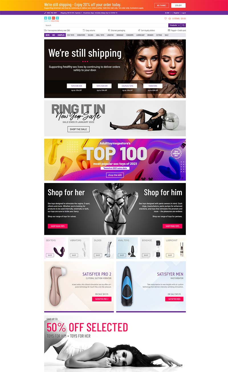 Adult Toy Megastore 美国成人情趣用品购物网站