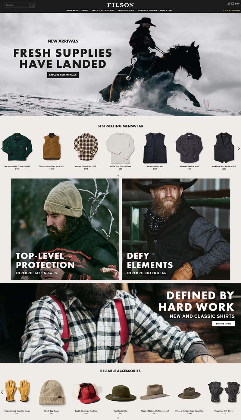 Filson 美国户外保暖服饰购物网站