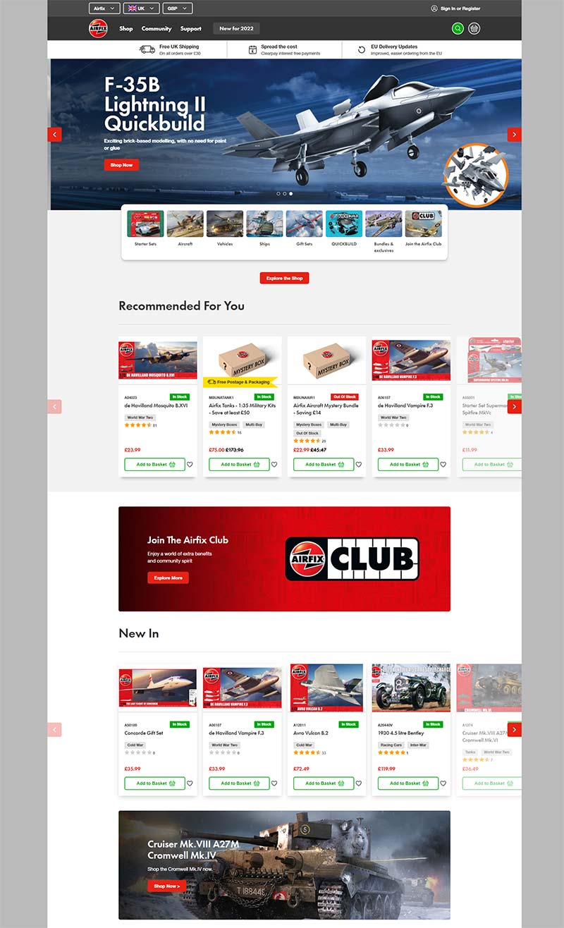 Airfix 英国飞机模型套件购物网站