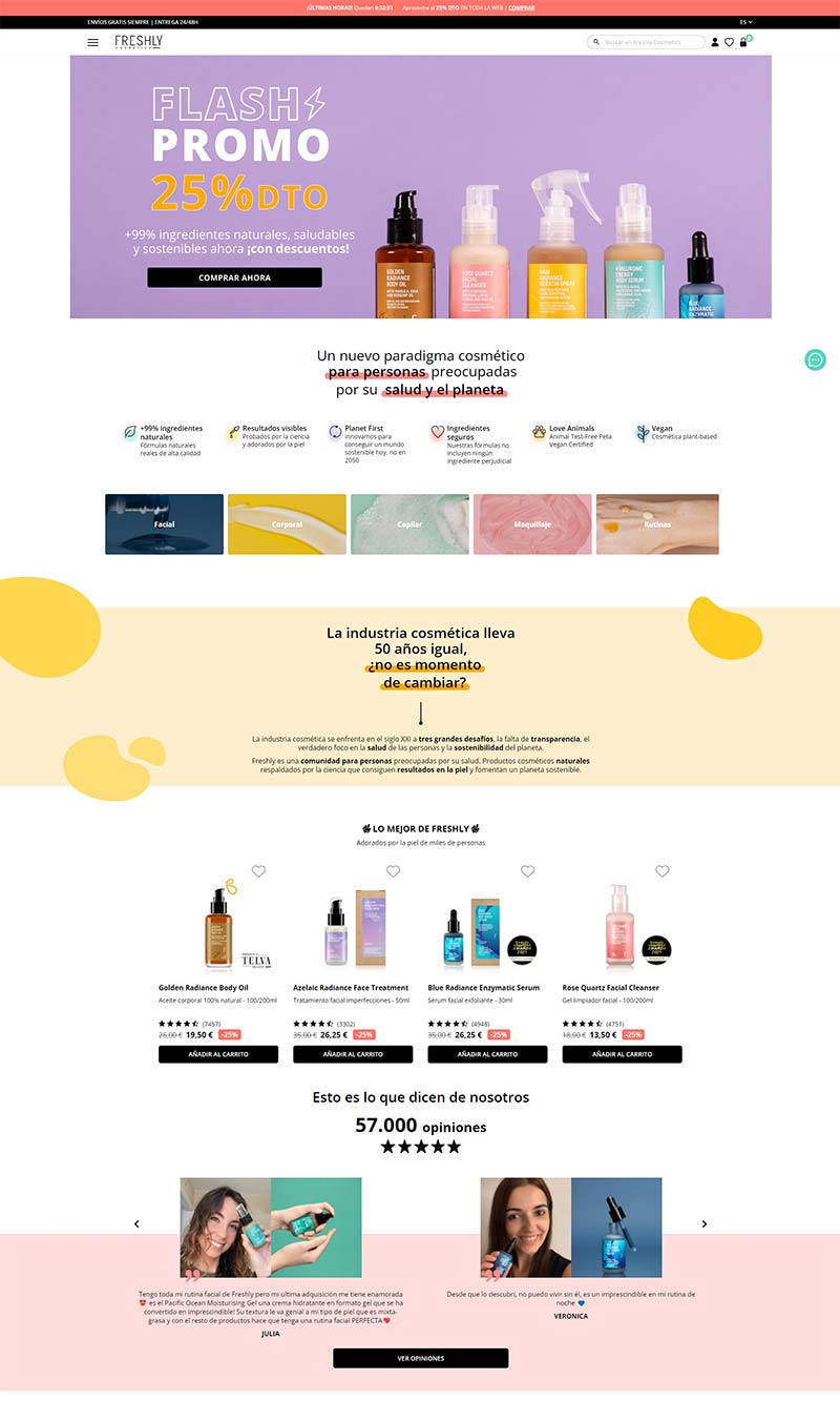 Freshly Cosmetics 西班牙天然化妆品购物网站