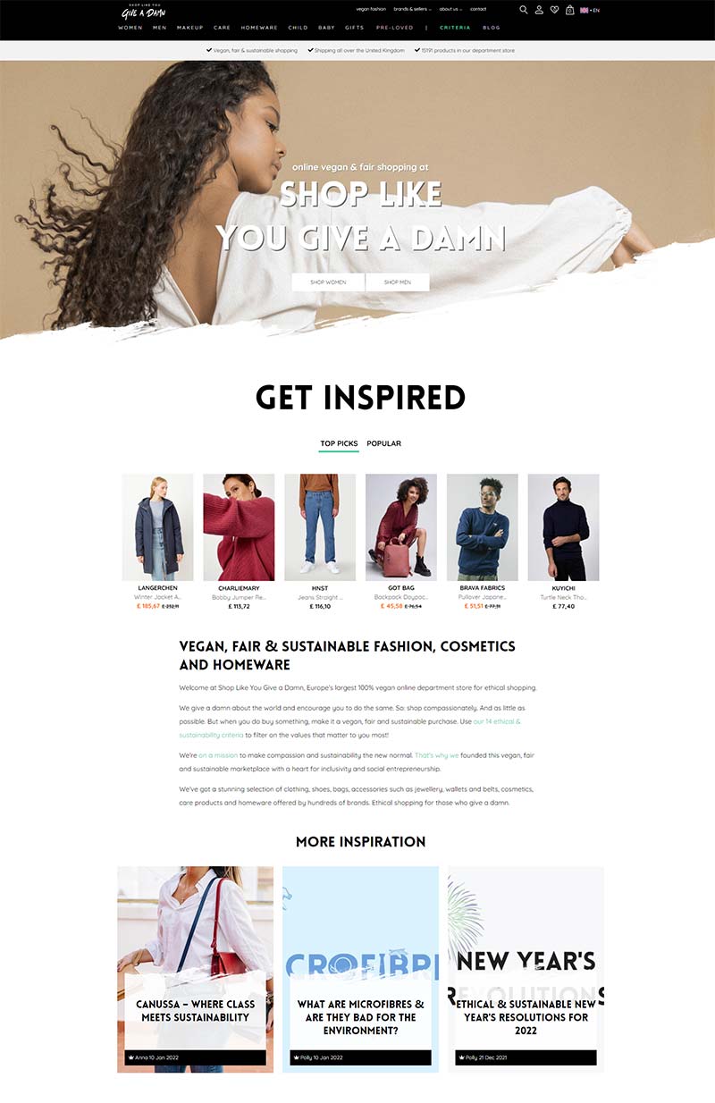 Shop Like You Give A Damn 挪威时尚百货品牌购物网站