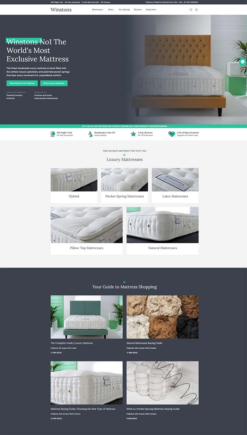 Winstons Beds 英国居家床垫品牌购物网站