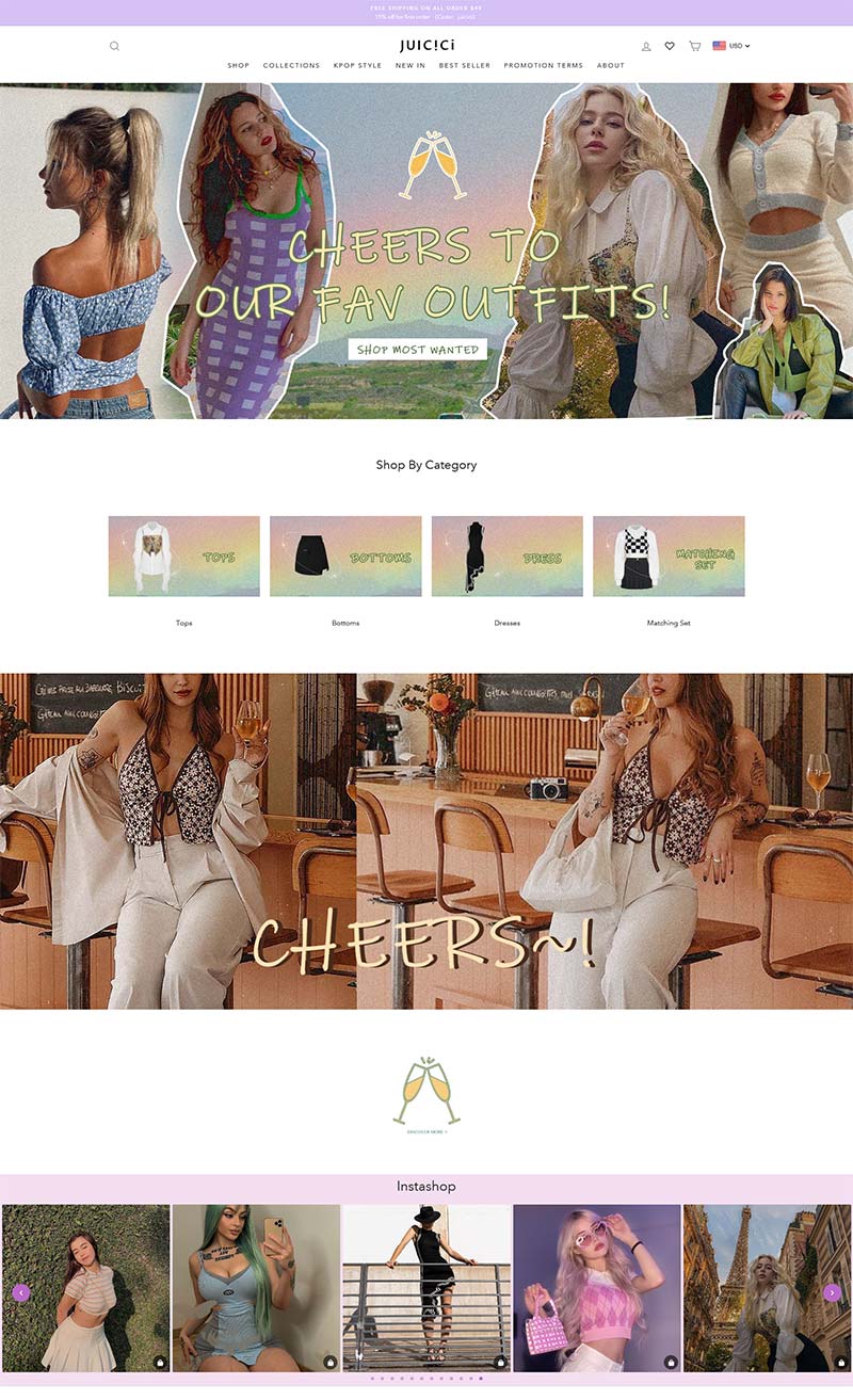 Juicici 美国少女服饰品牌购物网站