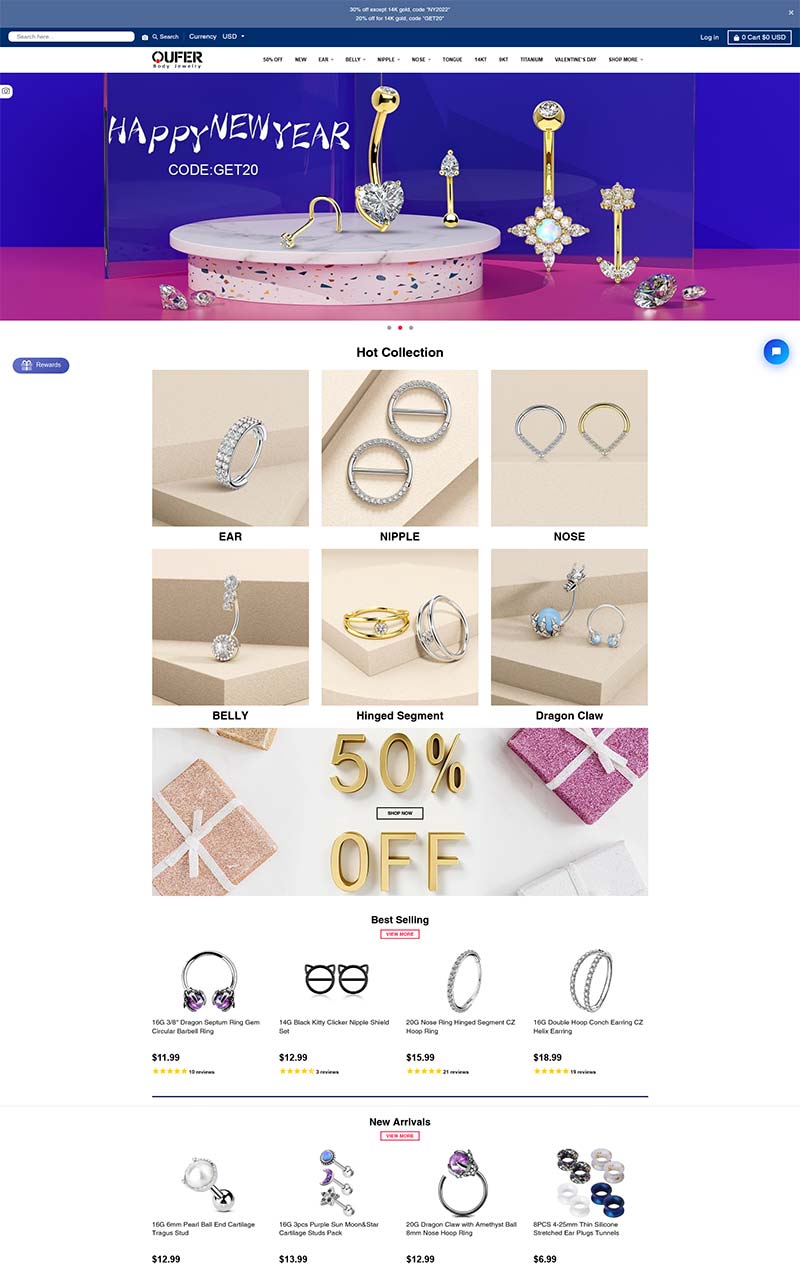 Outer Body Jewelry 美国精品珠宝品牌购物网站