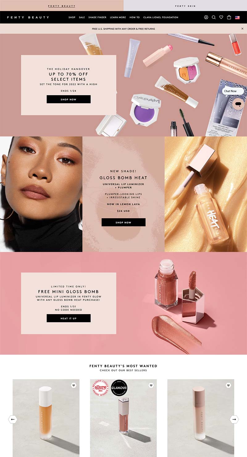 Fenty Beauty 美国时尚彩妆品牌购物网站