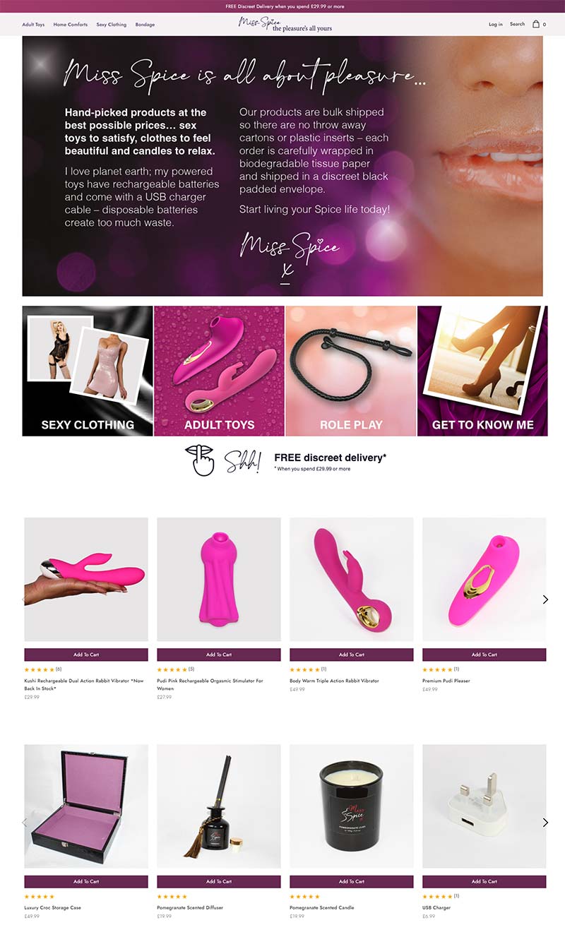 Missspice 英国成人玩具品牌购物网站
