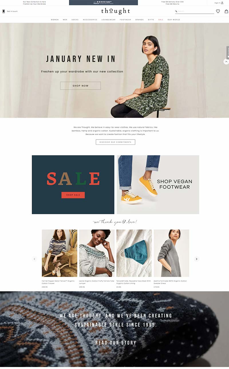 Thought Clothing 英国天然纱线服饰购物网站