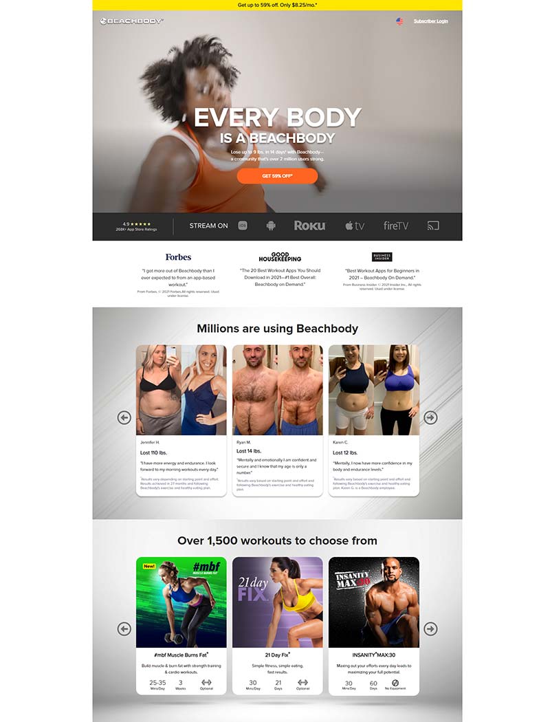 Beachbody 美国健身膳食计划订阅网站