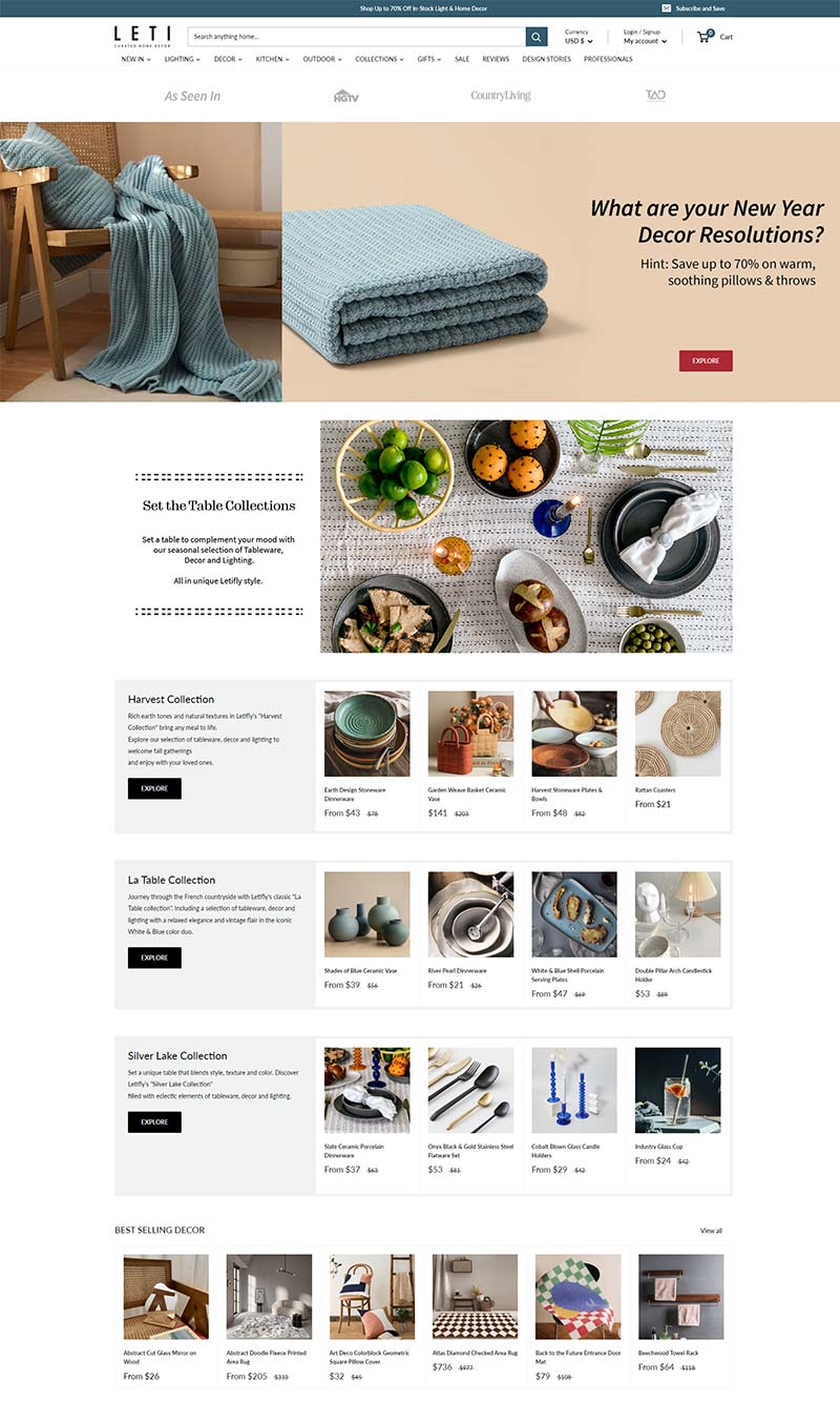 LETI 美国时尚家居用品购物网站