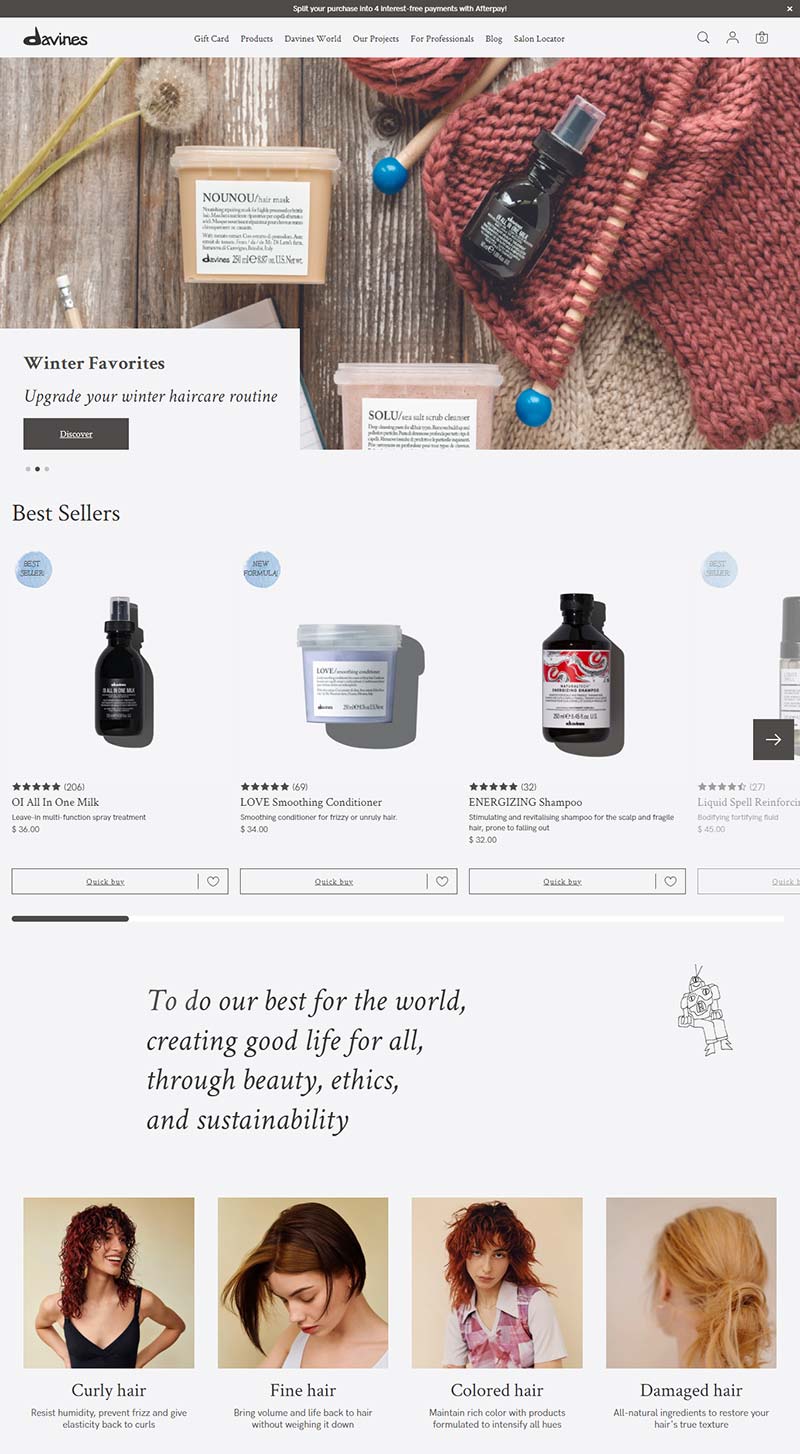 Davines 意大利高端护发品牌购物网站