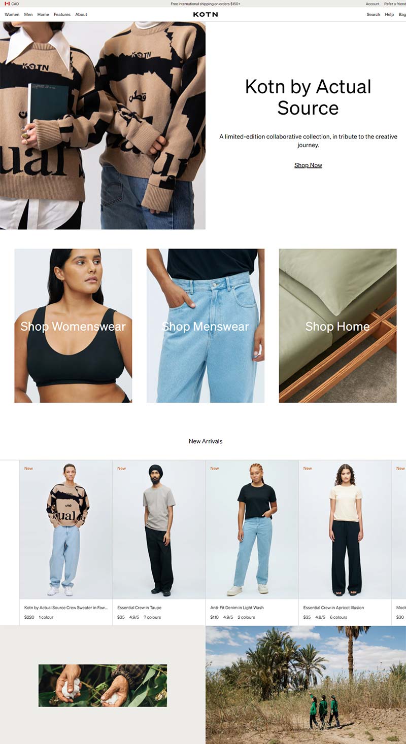 Kotn 加拿大T恤服饰品牌购物网站