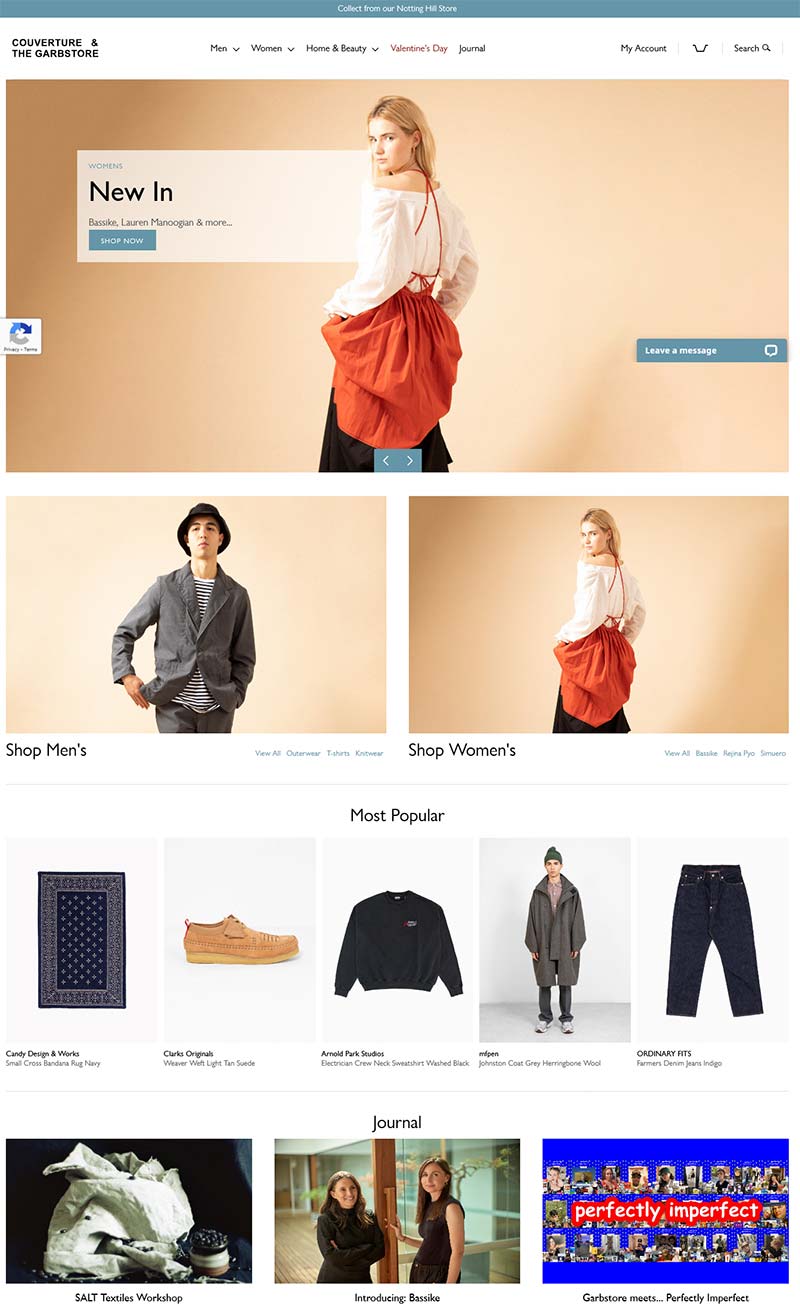 Couverture & The Garbstore 英国生活服饰购物网站