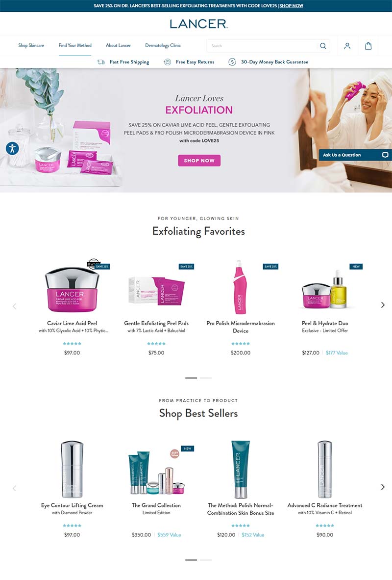 Lancer Skincare 美国抗衰老护肤品购物网站