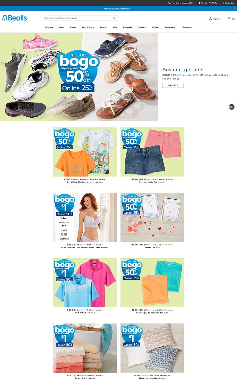 Bealls Florida 美国家居服饰品牌购物网站