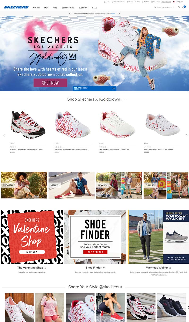 Skechers 斯凯奇-美国运动休闲品牌购物网站
