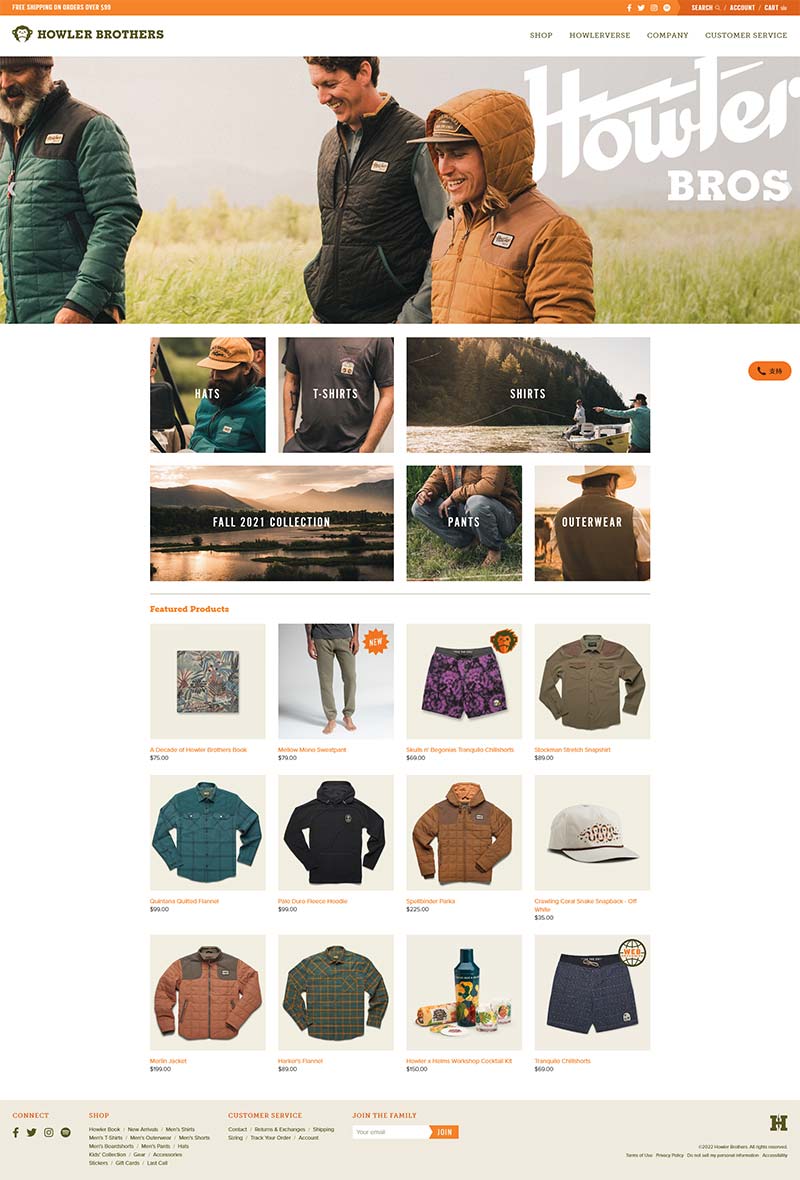 Howler Brothers 美国水上户外服饰购物网站