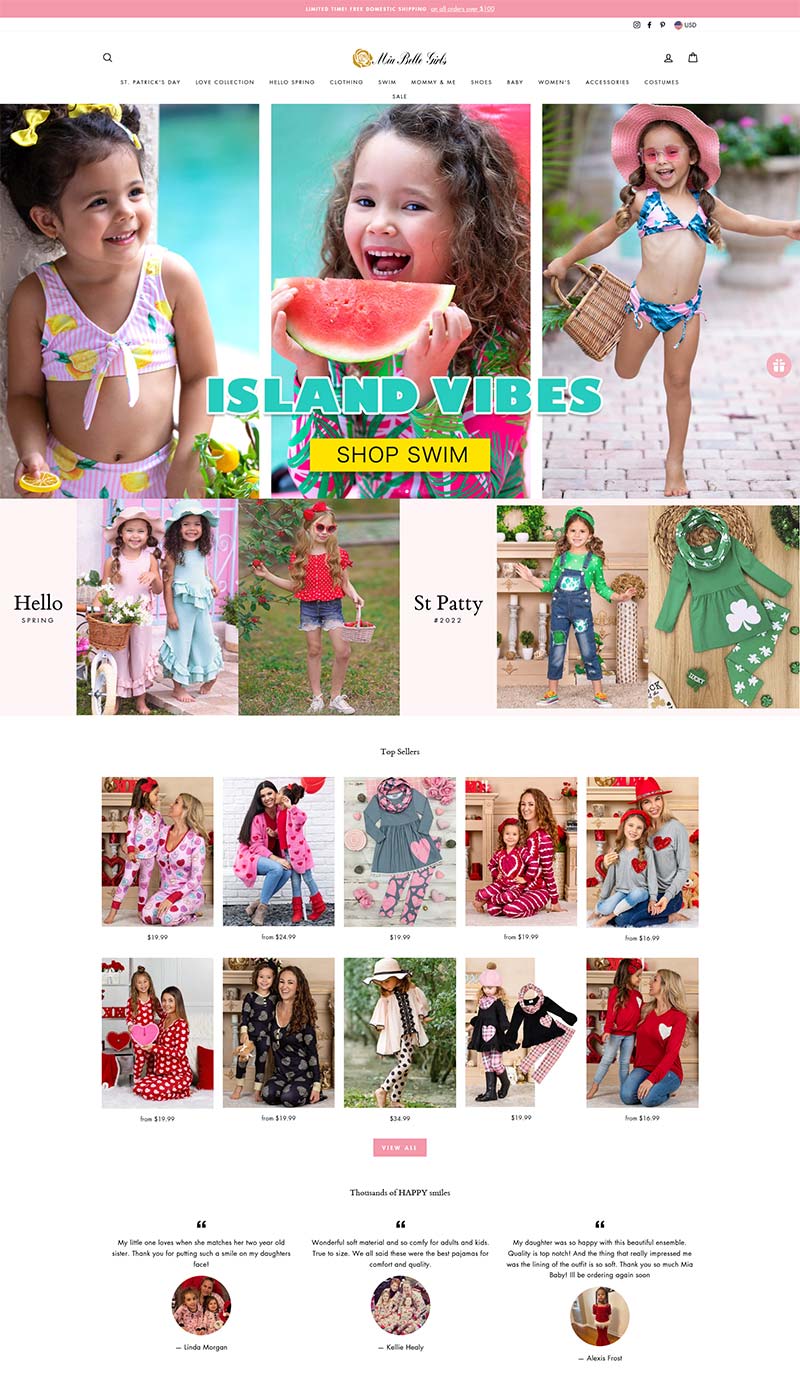 Mia Belle Girls 美国女童服饰品牌购物网站