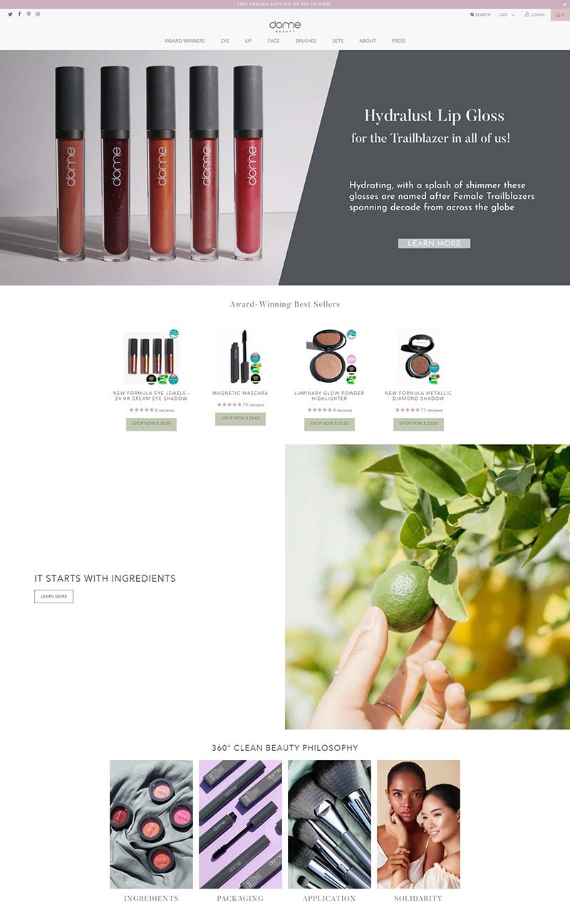 Dome Beauty 美国清洁化妆品牌购物网站