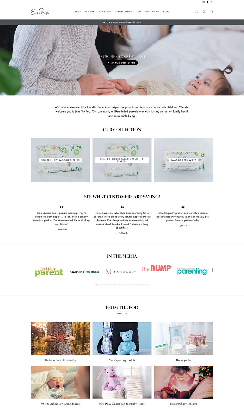 Eco Pea Co 美国婴童环保湿巾购物网站