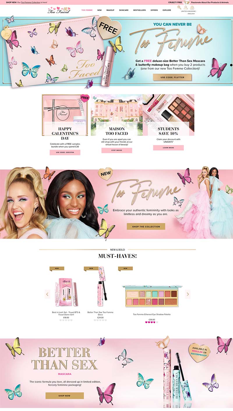 Too Faced UK 美国知名彩妆品牌英国官网