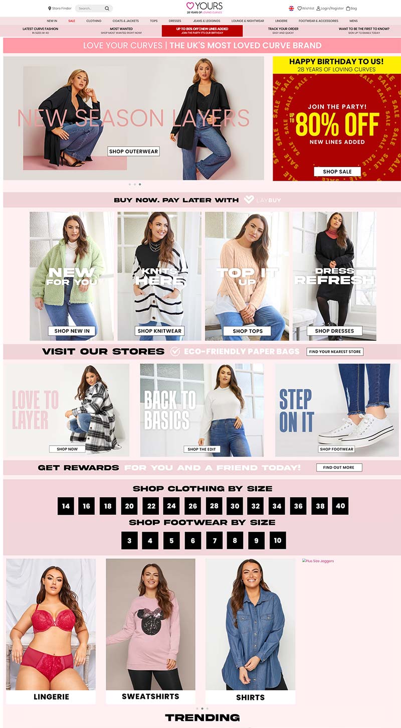 Yours Clothing 英国大码时装品牌购物网站