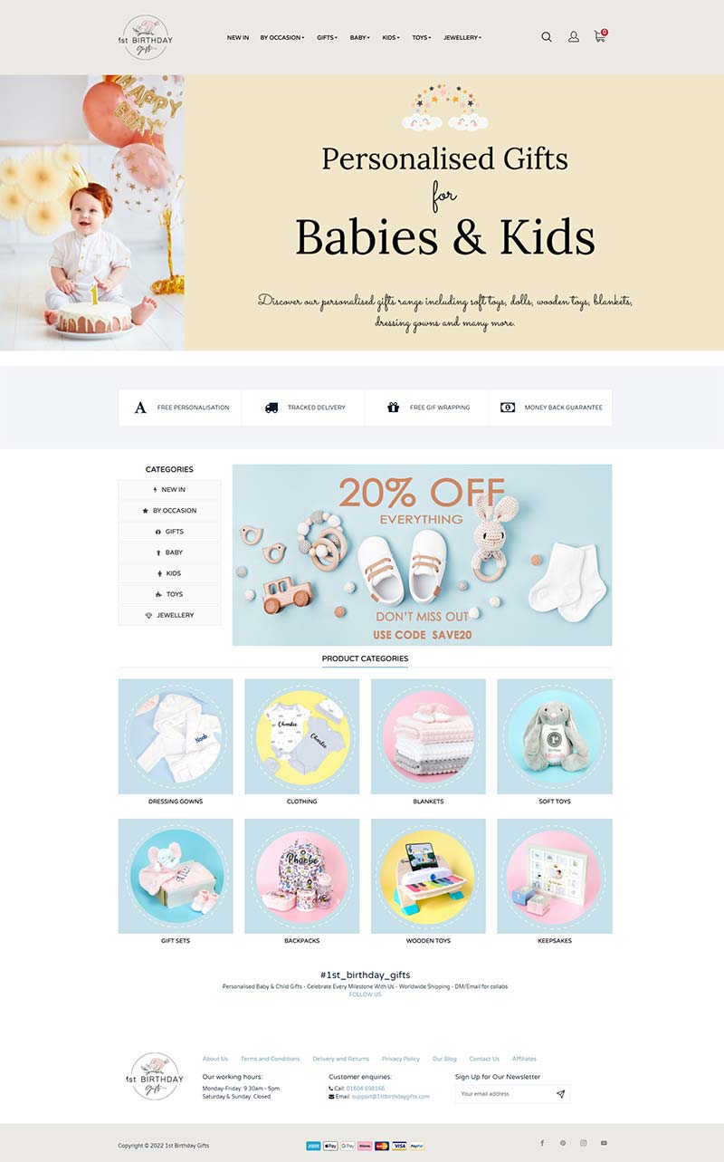 1st birthday gifts 英国婴儿生日礼品购物网站
