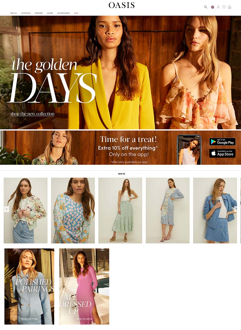 Oasis Fashion 英国时尚女装品牌购物网站
