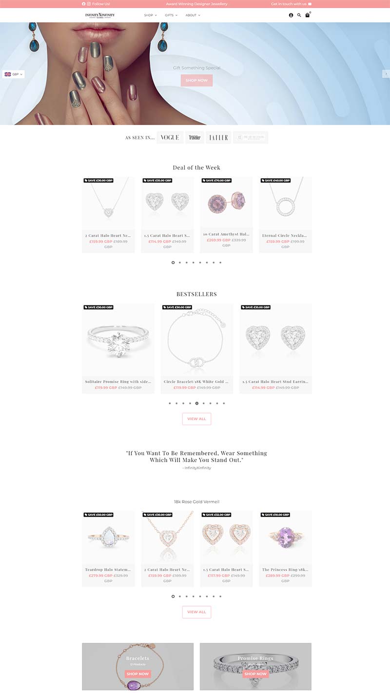 InfinityXinfinity 英国手工珠宝品牌购物网站