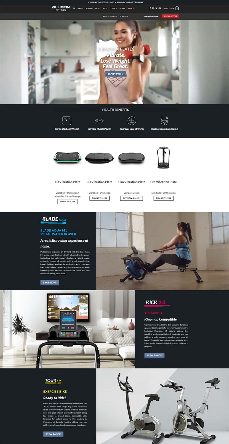 Bluefin Fitness 英国健身设备零售网站
