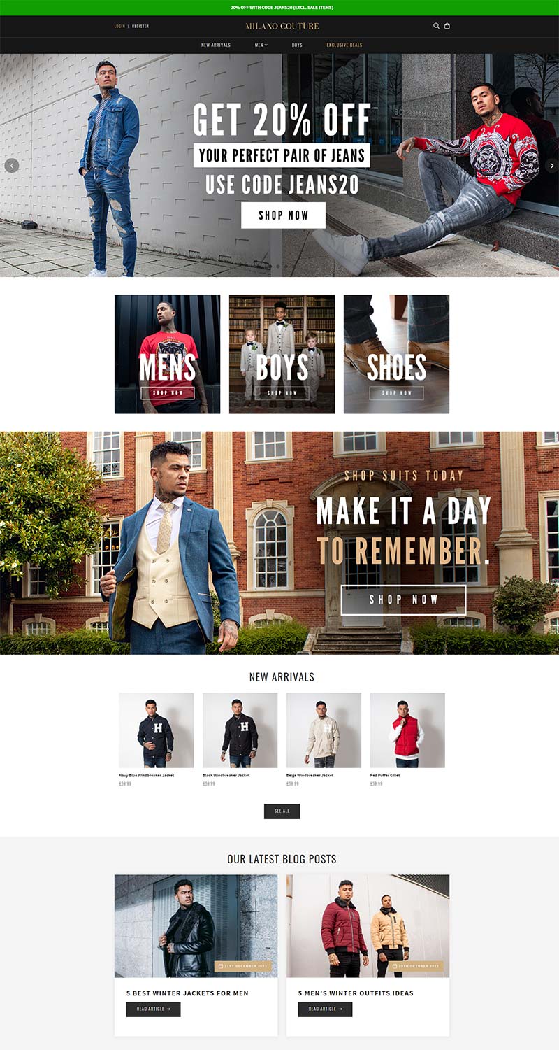 Milano Couture 英国潮流男装品牌购物网站