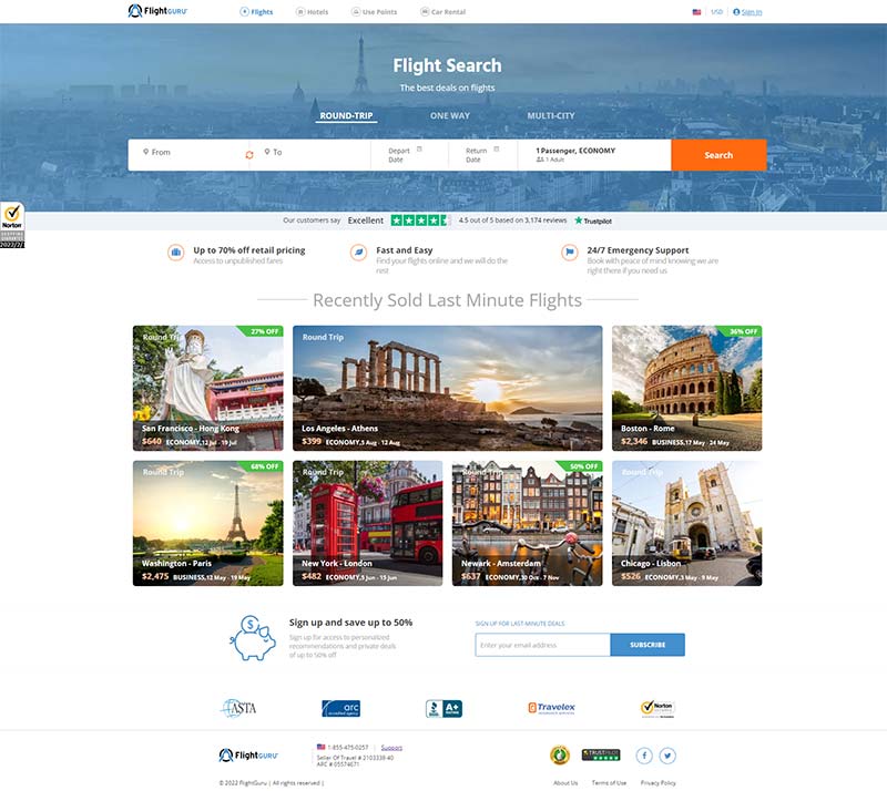 FlightGuru 美国折扣航班机票预定网站