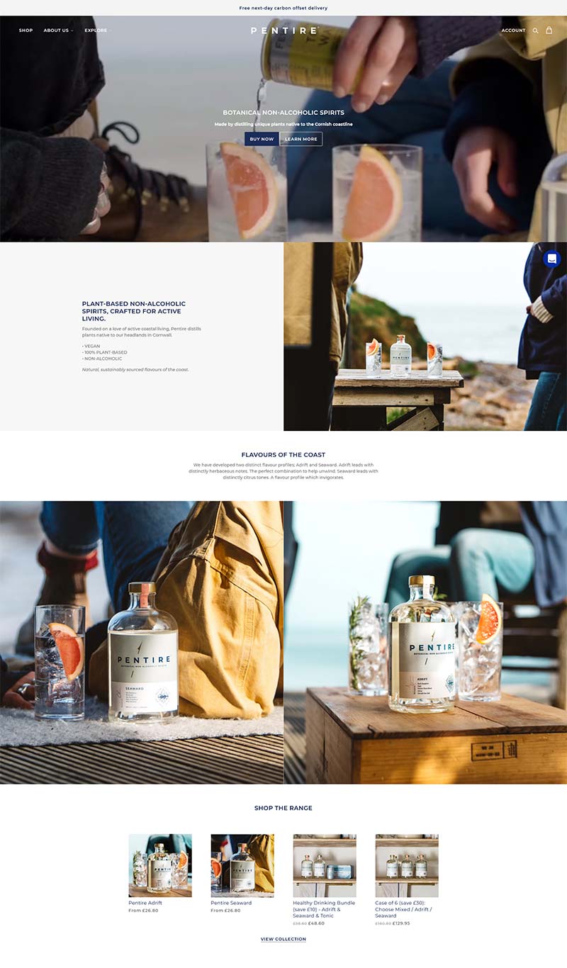 Pentire Drinks 英国非酒精烈酒购物网站