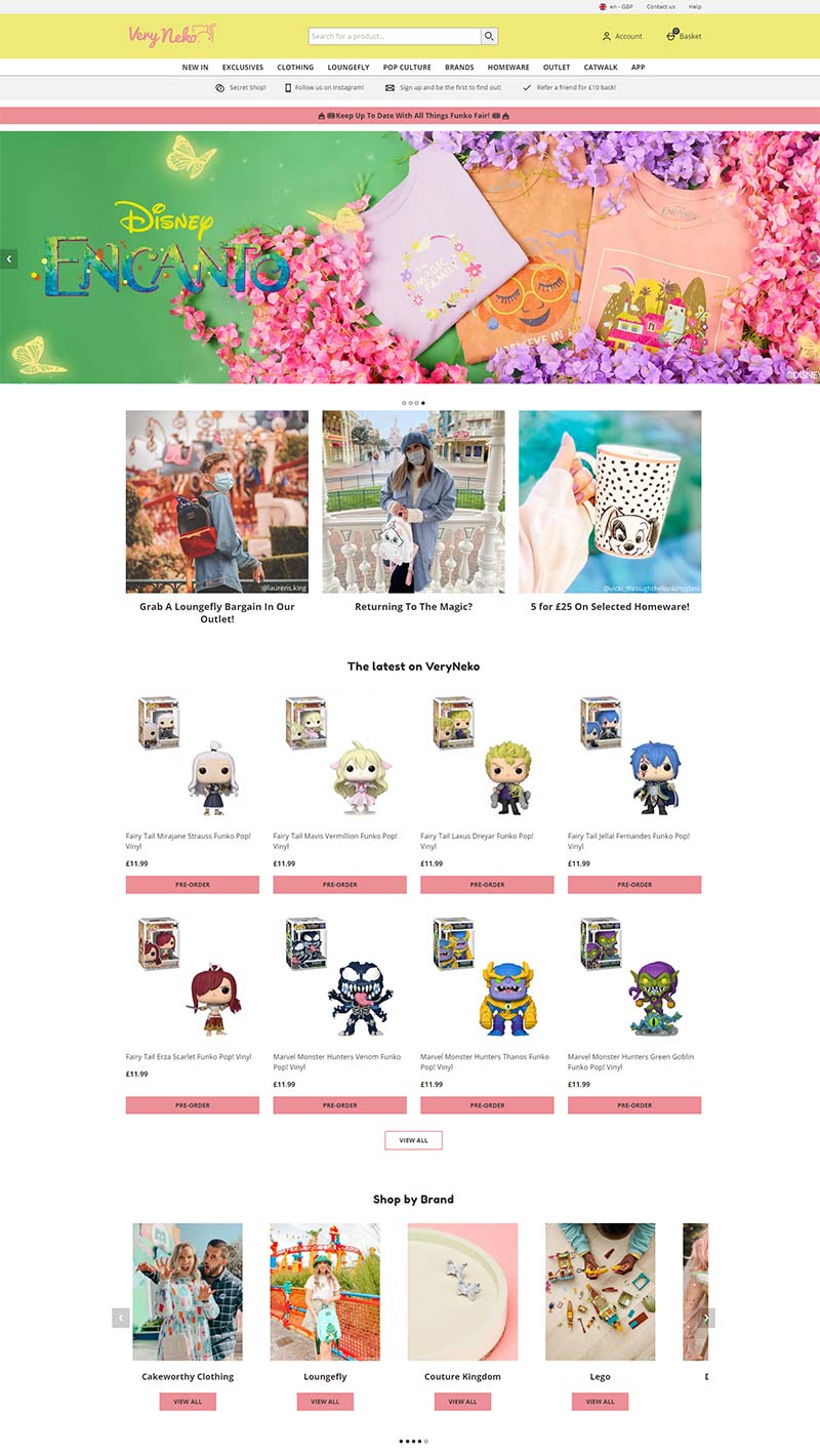 VeryNeko 英国流行文化周边产品购物网站