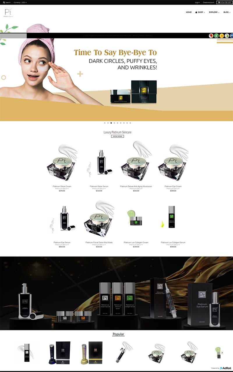 Platinum Deluxe 美国铂金抗衰老护肤品购物网站