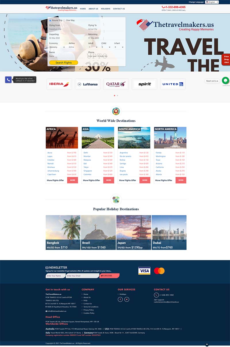 Thetravelmakers 美国旅行机票在线预定网站