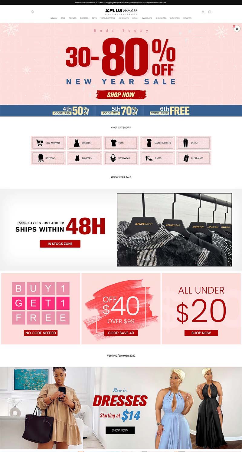 Xpluswear 中国大码女装跨境购物网站