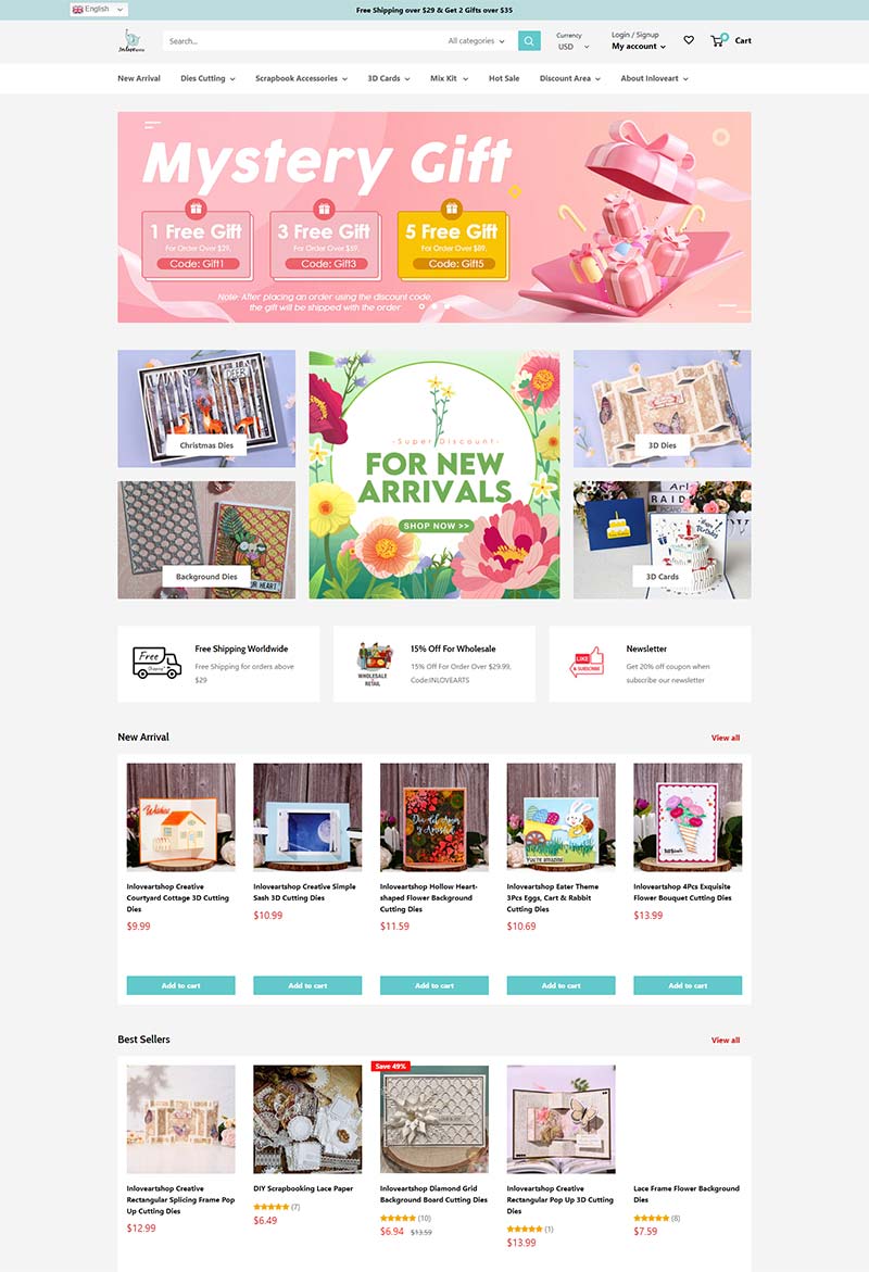Inlovearts 美国创意工艺品购物网站