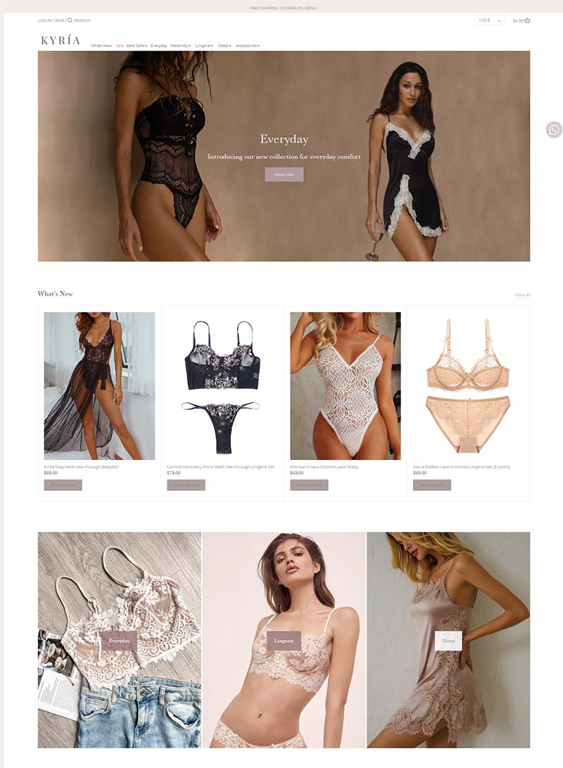 Kyria Lingerie 美国纯欲内衣品牌购物网站