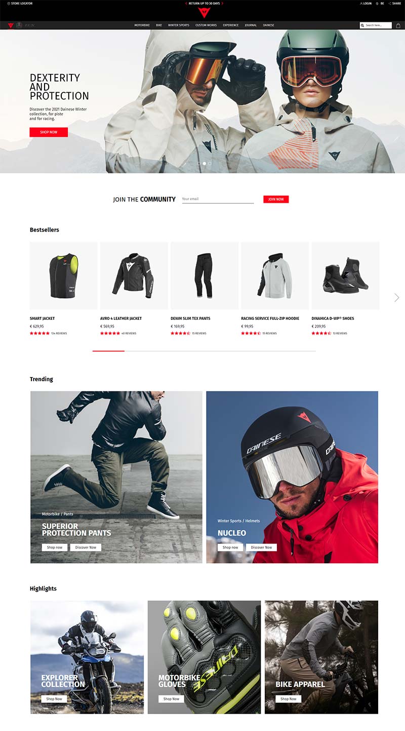 Dainese 美国皮革服装品牌购物网站