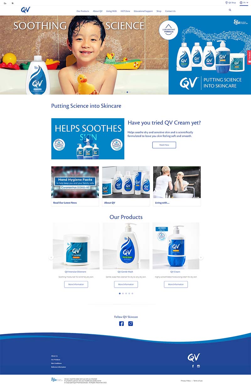 QV Skincare 英国专业皮肤保湿产品购物网站