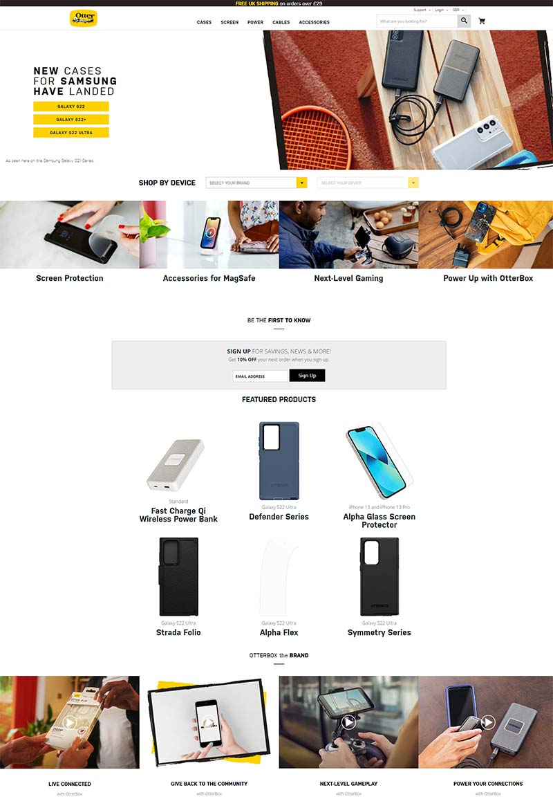 OtterBox 英国手机周边产品购物网站
