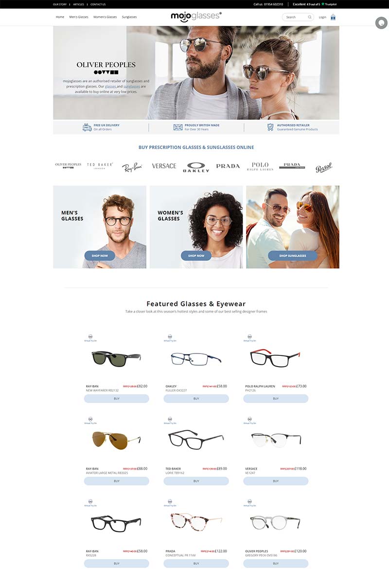 Mojoglasses 英国处方眼镜购物网站