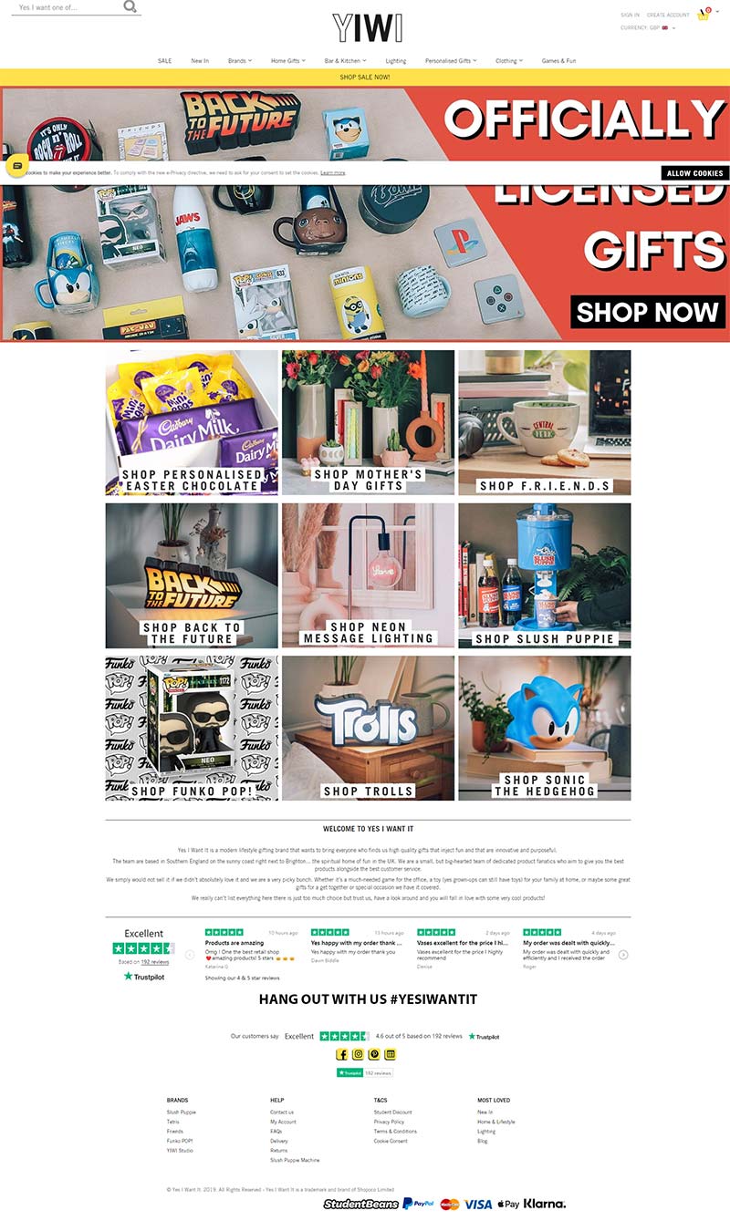 Yes I Want 英国创意礼品在线购物网站
