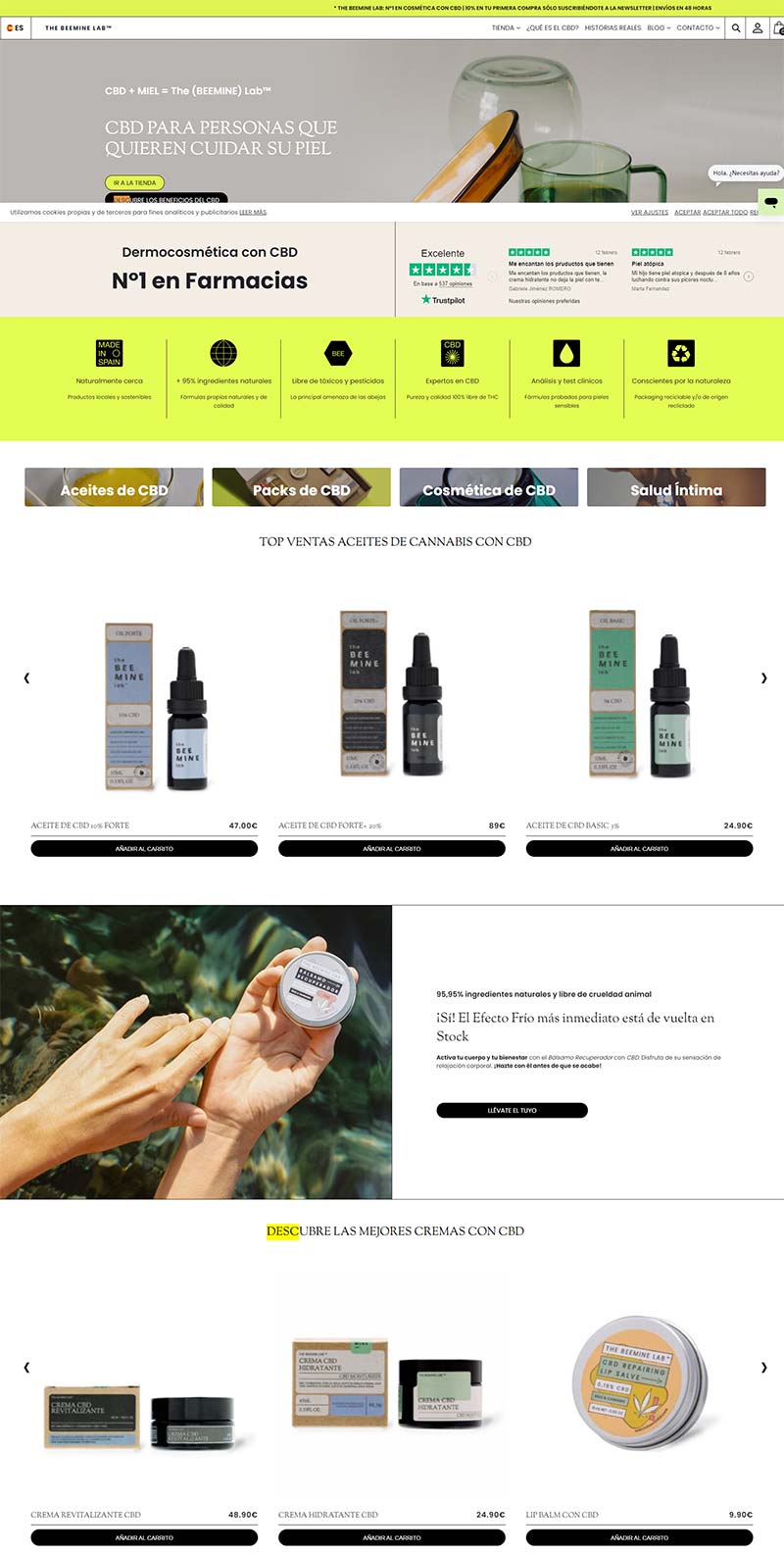 The Beemine Lab 西班牙CBD保健产品购物网站