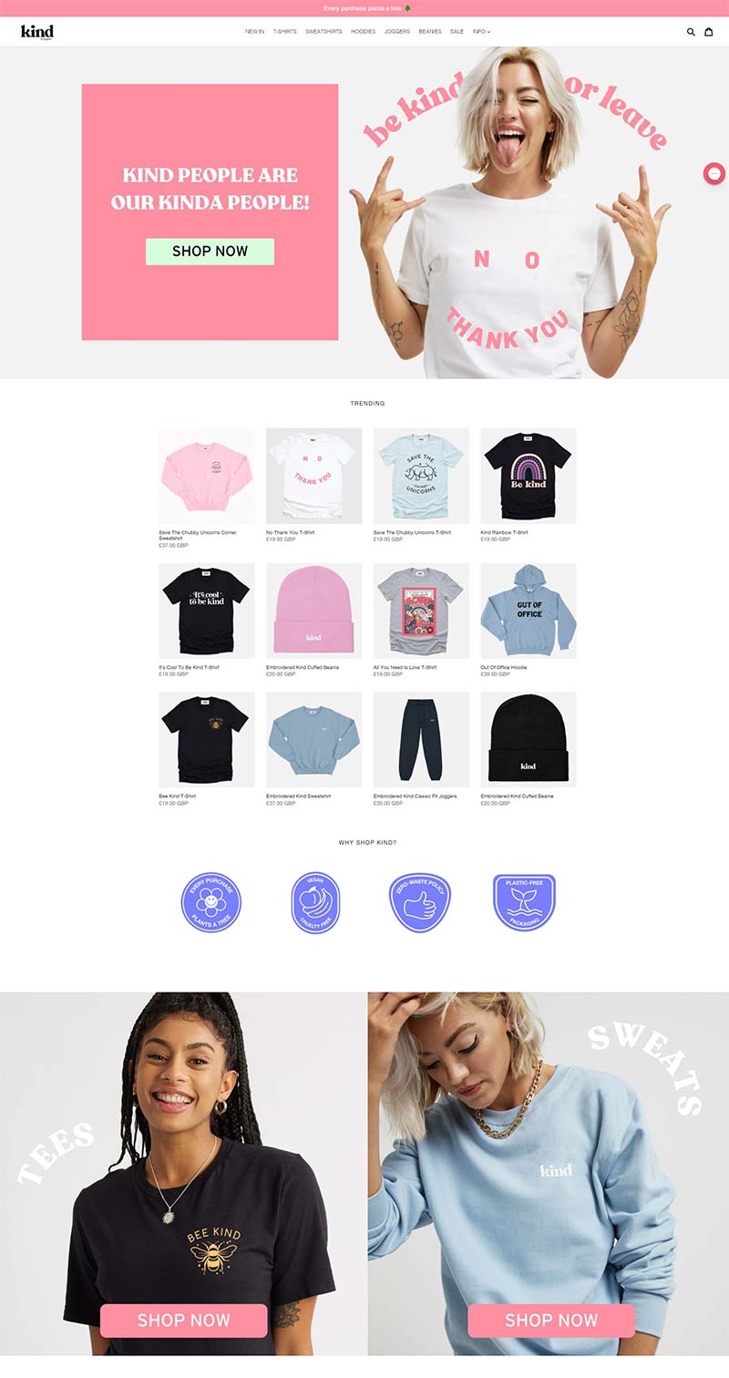 Kind Clothing 英国有机棉T恤购物网站