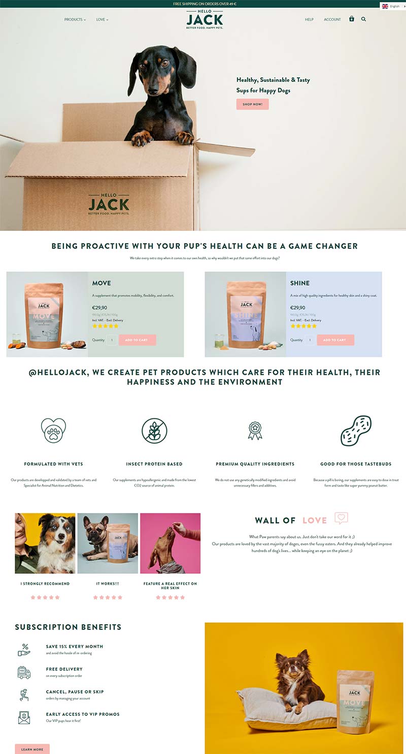 Hello Jack 法国宠物补充剂产品购物网站