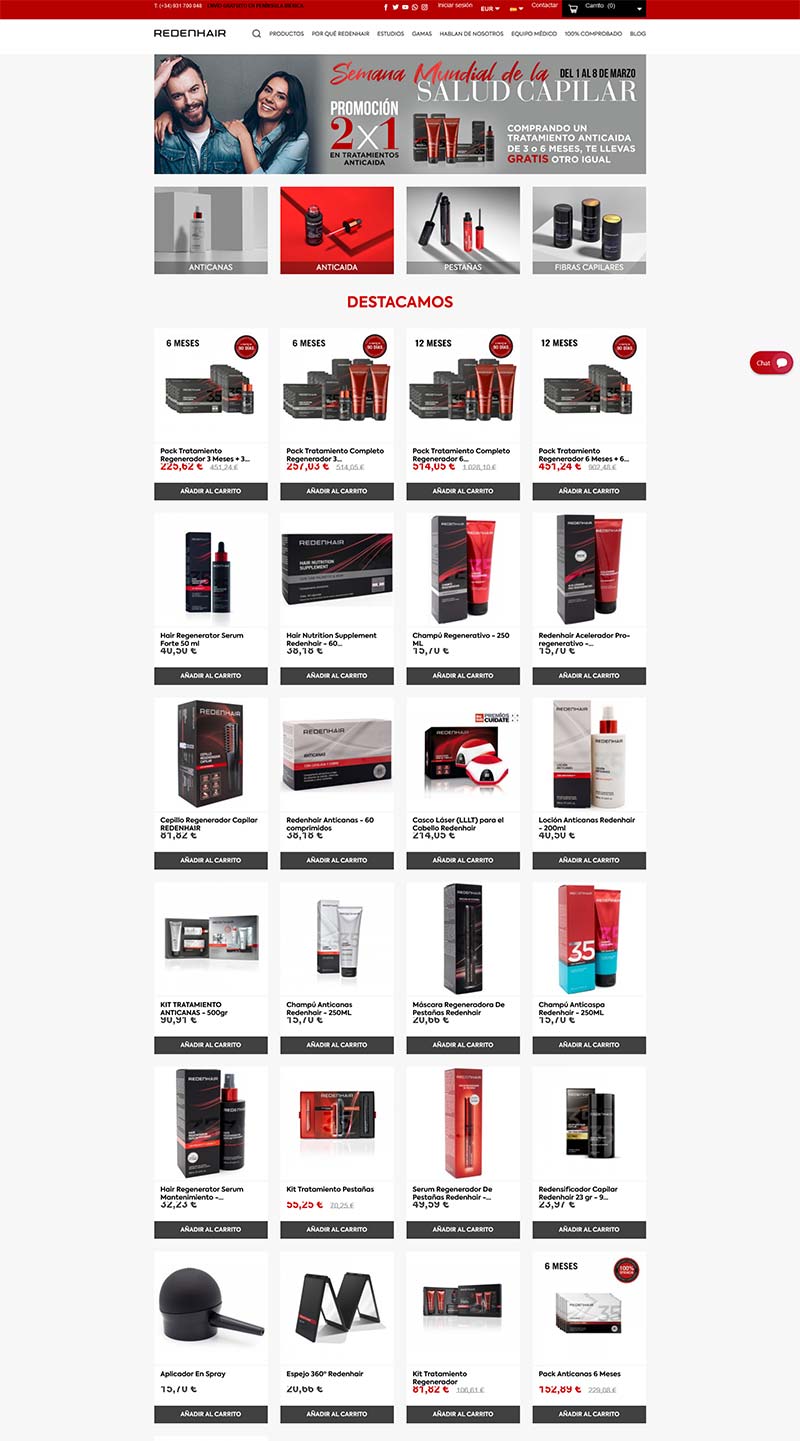 Redenhair 西班牙抗脱发产品购物网站