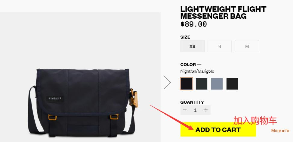 Timbuk2 Select Product and Add to Cart