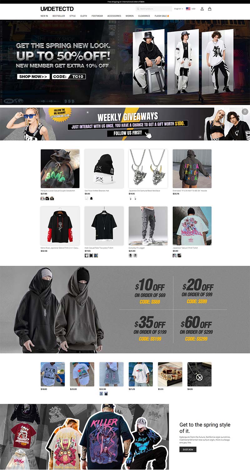 Undetectd 英国街头服饰品牌购物网站