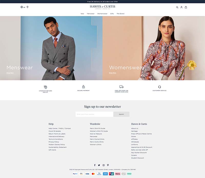 Hawes & Curtis 英国休闲服饰品牌购物网站